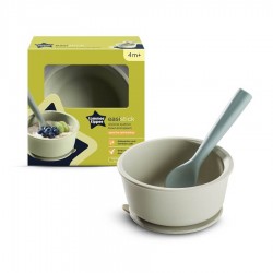Tommee Tippee 防滑吸盤矽膠碗連匙 - 鼠尾草綠