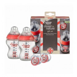 Tommee Tippee Closer to Nature 禮盒 London Bus  260ml 印花奶瓶 x 2 pcs + 安撫奶嘴 x 2 pcs