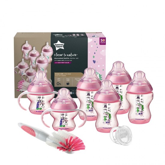 Tommee Tippee Closer to Nature 印花 PP 奶瓶套裝 - 粉紅