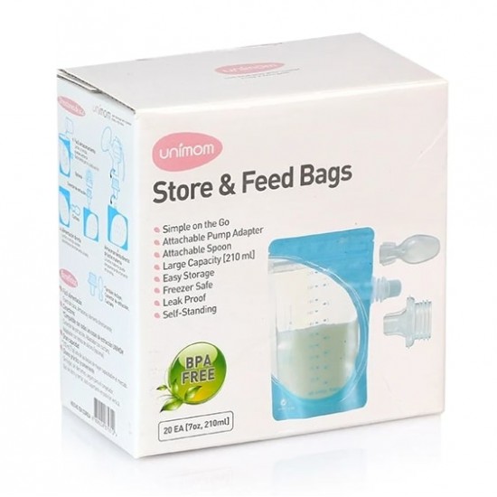 Unimom 三合一儲奶袋 210ml (附轉換器及小匙) - 20 pcs